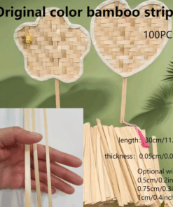 100 stk. Bambusstrimler til DIY-projekter - Længde 30 cm, Tykkelse 0,5 mm, Bredder 0,5 cm/0,75 cm/1 cm